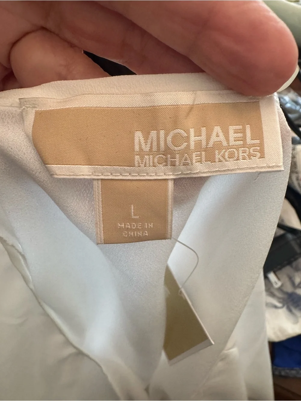 Michael Kors Cream Short-Sleeve Zip-Front Blouse